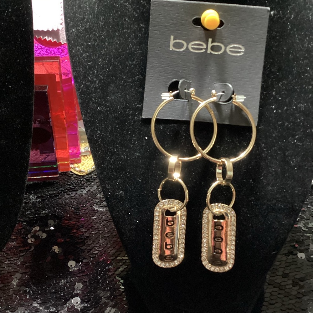 Bebe Gold and Black Dangle Earrings